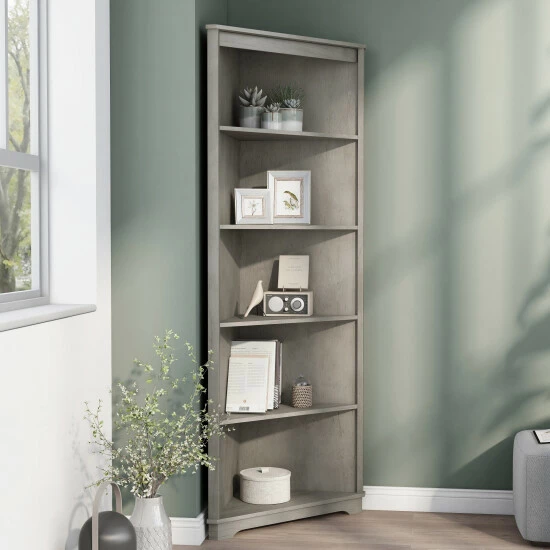 Budget 🎁 Furniture Of America Marbella Rustic 5-shelf Corner Bookcase Antique White 😀