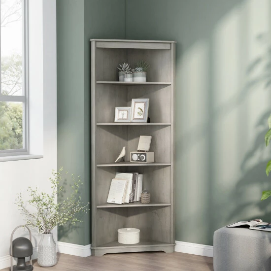 Budget 🎁 Furniture Of America Marbella Rustic 5-shelf Corner Bookcase Antique White 😀 - Image 4