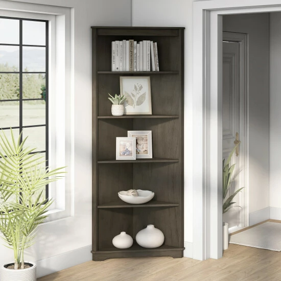 Budget 🎁 Furniture Of America Marbella Rustic 5-shelf Corner Bookcase Antique White 😀 - Image 6