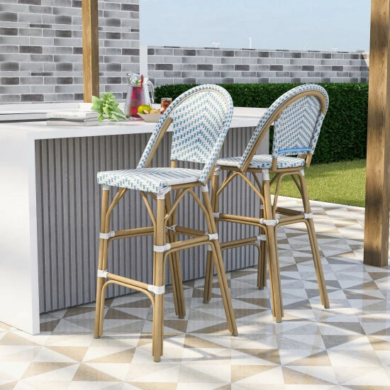 Budget 😍 Furniture Of America Ariel Natural Tone 30-inch Patio Bar Chairs (Set Of 2) Yellow & White ❤️ - Image 2