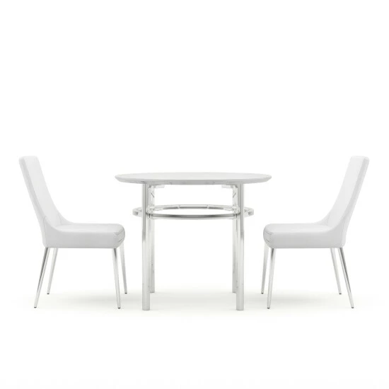Wholesale ✔️ Furniture Of America Gates Chrome & White Round 3-Piece Dining Set 🎁 - Image 5