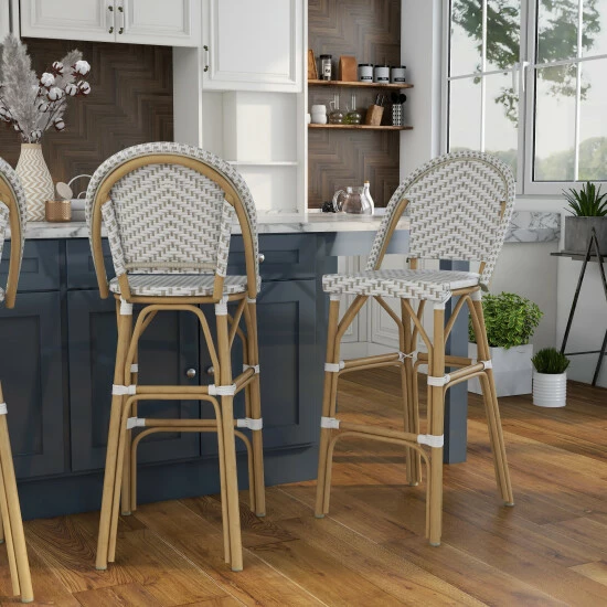 Budget 😍 Furniture Of America Ariel Natural Tone 30-inch Patio Bar Chairs (Set Of 2) Yellow & White ❤️ - Image 4