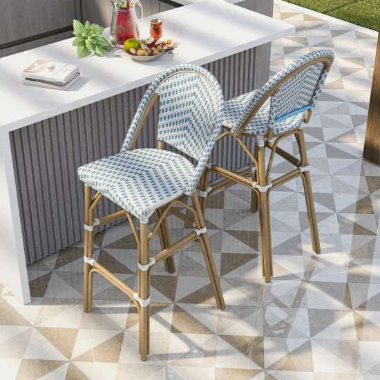 Budget 😍 Furniture Of America Ariel Natural Tone 30-inch Patio Bar Chairs (Set Of 2) Yellow & White ❤️ - Image 6