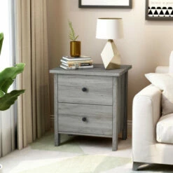Coupon 🧨 Furniture Of America Marcello Wood Contemporary Nightstand With Drawer Vintage Grey Oak 😉