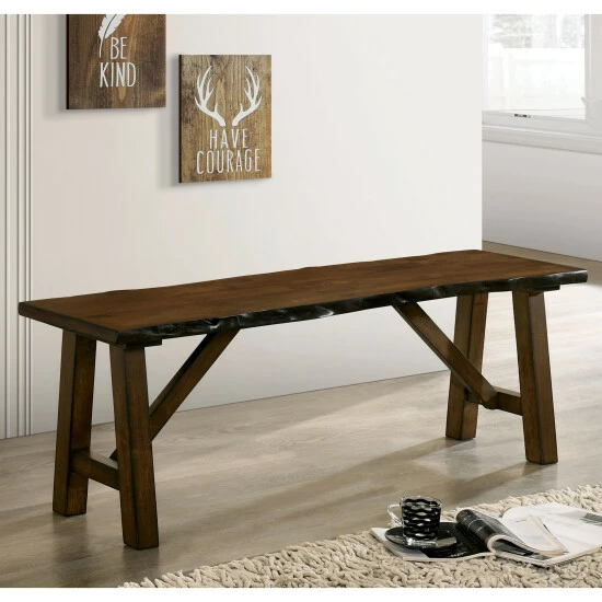 Promo ๐ฏ Furniture Of America Leesie Rustic Walnut Bench With Wooden Seat โจ