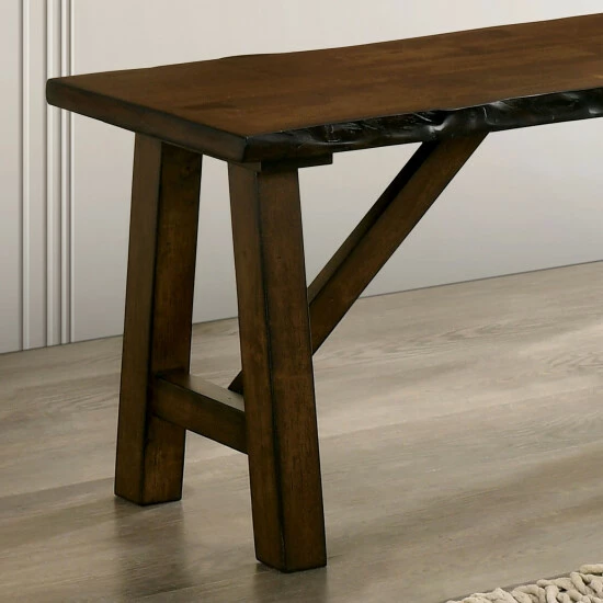 Promo ๐ฏ Furniture Of America Leesie Rustic Walnut Bench With Wooden Seat โจ - Image 3