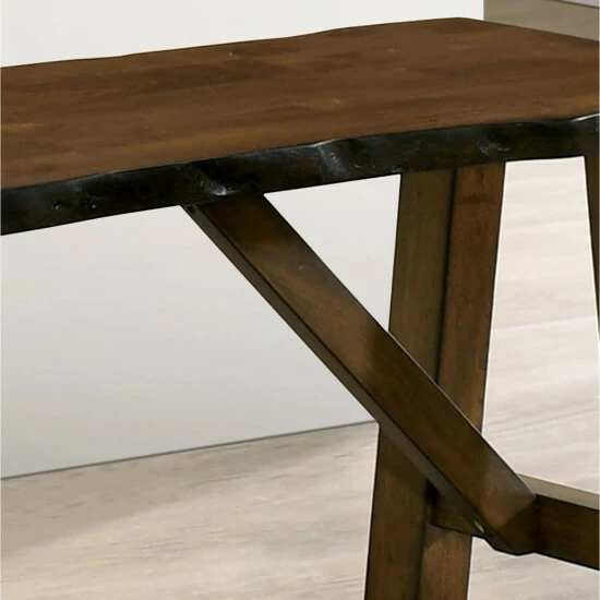 Promo ๐ฏ Furniture Of America Leesie Rustic Walnut Bench With Wooden Seat โจ - Image 4