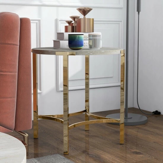 Buy ✔️ Brickelle Champagne & Faux Marble End Table By Furniture Of America 🎁