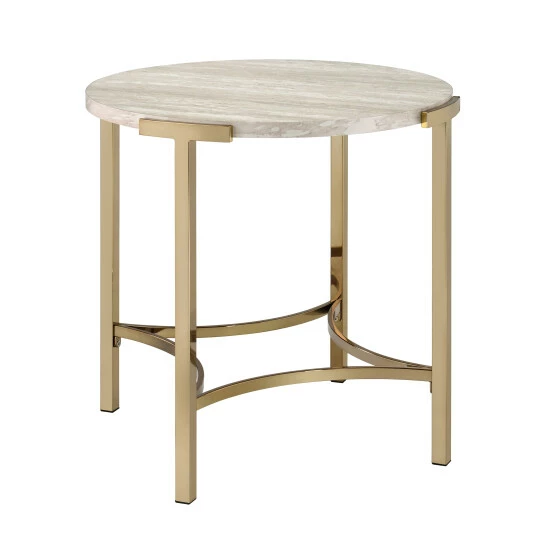 Buy ✔️ Brickelle Champagne & Faux Marble End Table By Furniture Of America 🎁 - Image 4