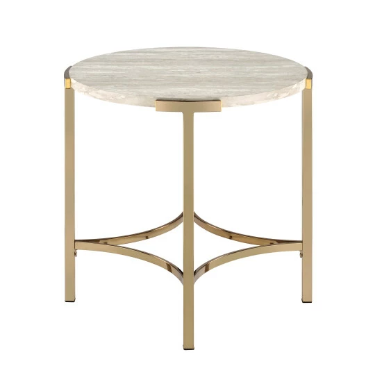 Buy ✔️ Brickelle Champagne & Faux Marble End Table By Furniture Of America 🎁 - Image 5