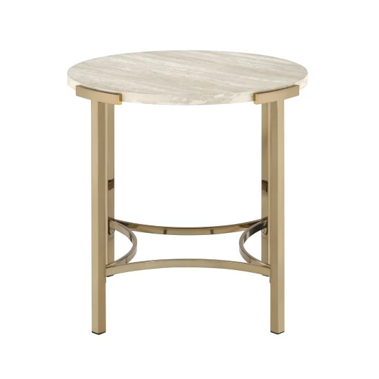 Buy ✔️ Brickelle Champagne & Faux Marble End Table By Furniture Of America 🎁 - Image 6