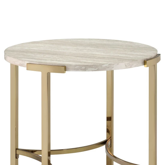 Buy ✔️ Brickelle Champagne & Faux Marble End Table By Furniture Of America 🎁 - Image 7