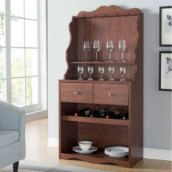 Deals 🌟 Furniture Of America Aore Rustic Multi-storage Kitchen Cabinet Vintage Walnut 🌟