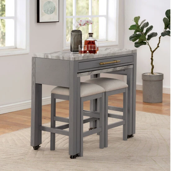 Best deal ๐ Furniture Of America Delware Grey 39" Rectangle Counter Dining Table ๐