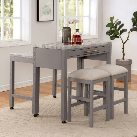Best deal ๐ Furniture Of America Delware Grey 39" Rectangle Counter Dining Table ๐ - Image 2