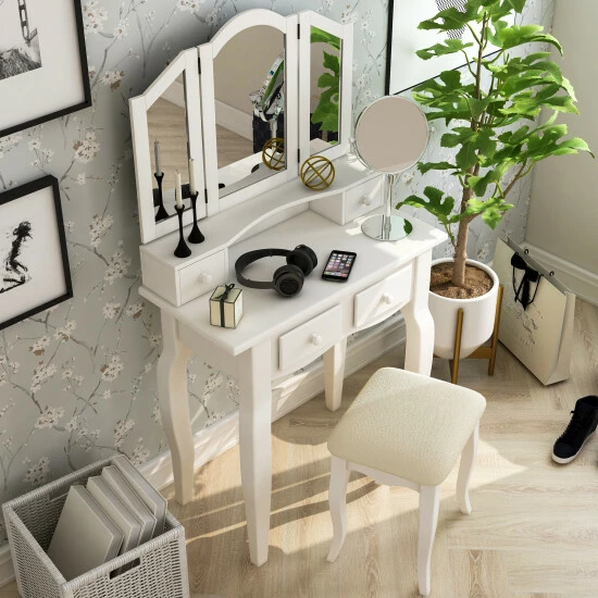 New 👏 Furniture Of America Worla Traditional Solid Wood 3-piece Vanity Set Pink ❤️ - Image 3