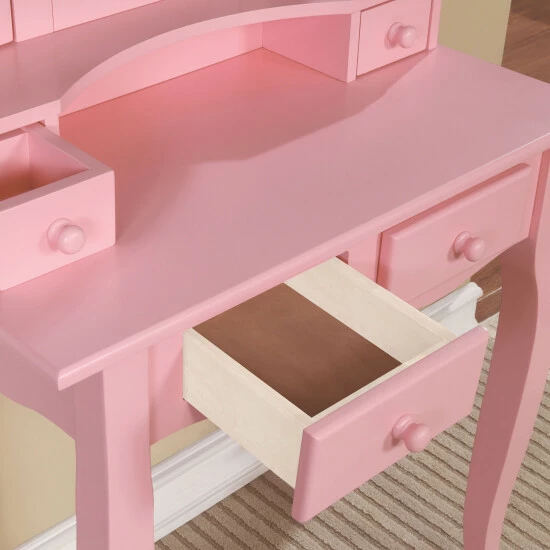 New 👏 Furniture Of America Worla Traditional Solid Wood 3-piece Vanity Set Pink ❤️ - Image 5