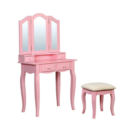 New 👏 Furniture Of America Worla Traditional Solid Wood 3-piece Vanity Set Pink ❤️ - Image 8