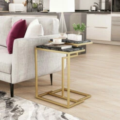 Flash Sale 👍 Furniture Of America Quana Contemporary 16-inch Faux Marble Nesting Tables White 🔥