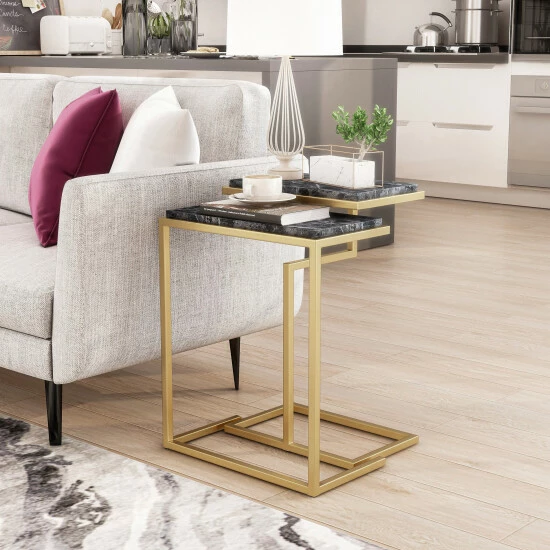Flash Sale 👍 Furniture Of America Quana Contemporary 16-inch Faux Marble Nesting Tables White 🔥