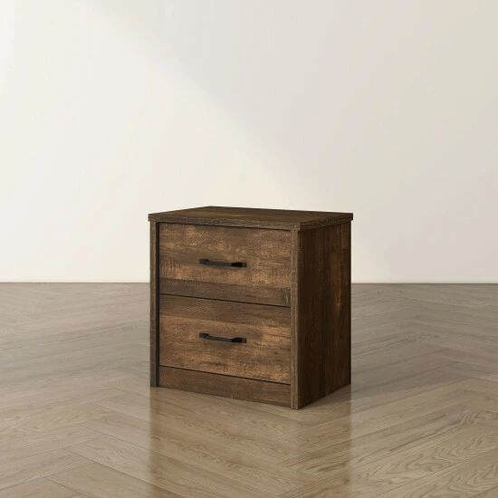 Best Sale 😀 Furniture Of America Greer Walnut 2-Drawer Nightstand With USB Ports 🔥 - Image 4