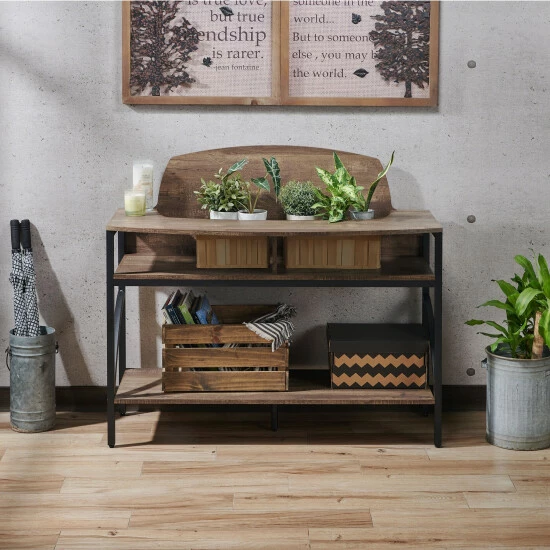 Promo 🔥 Furniture Of America Hildebrand Rustic Oak 47-inch 3-shelf Plant Stand 😀