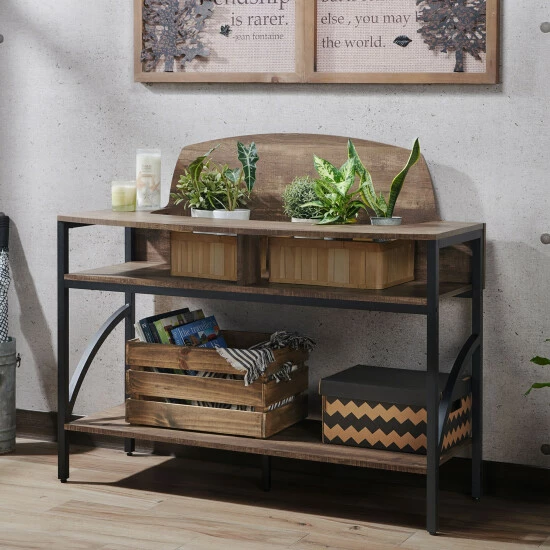 Promo 🔥 Furniture Of America Hildebrand Rustic Oak 47-inch 3-shelf Plant Stand 😀 - Image 2