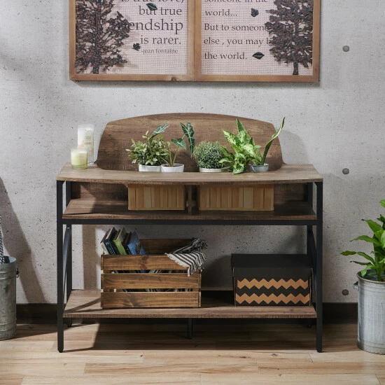 Promo 🔥 Furniture Of America Hildebrand Rustic Oak 47-inch 3-shelf Plant Stand 😀 - Image 3