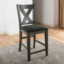 Buy 🔔 Furniture Of America Blye Rustic Grey Counter Height Chairs (Set Of 2) 🤩