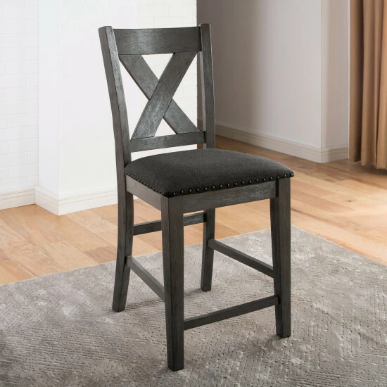 Buy 🔔 Furniture Of America Blye Rustic Grey Counter Height Chairs (Set Of 2) 🤩
