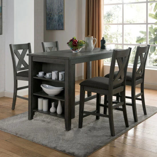 Buy 🔔 Furniture Of America Blye Rustic Grey Counter Height Chairs (Set Of 2) 🤩 - Image 3