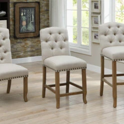 Flash Sale ⌛ Furniture Of America Hail Rustic Tufted Counter Chairs (Set Of 2) Light Grey 🔔