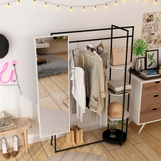 Deals 🤩 Furniture Of America Guetsy Contemporary Black 🧥 Coat Stand With Mirror 👏 - Image 3