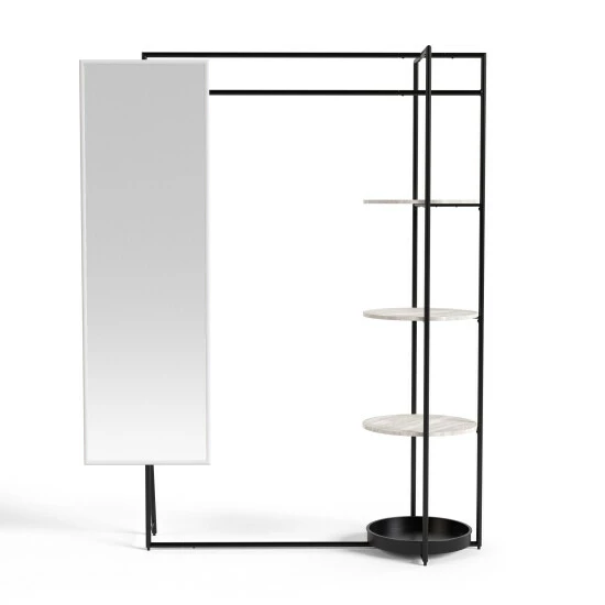 Deals 🤩 Furniture Of America Guetsy Contemporary Black 🧥 Coat Stand With Mirror 👏 - Image 5