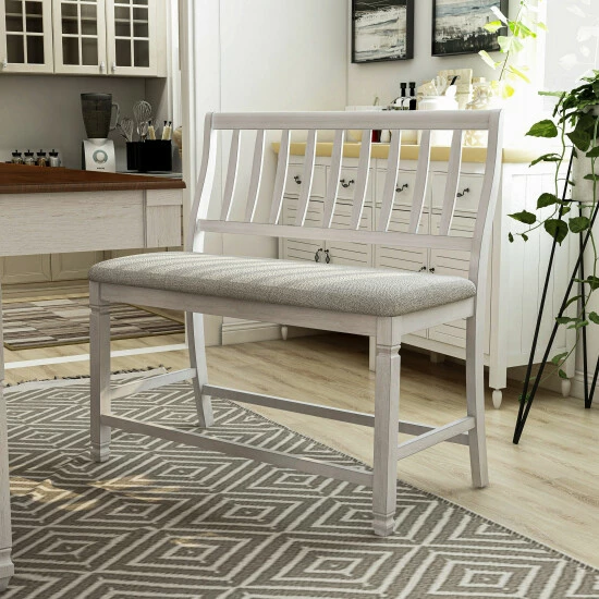 Best Sale โจ Furniture Of America Keer Country White Fabric Counter Dining Bench ๐