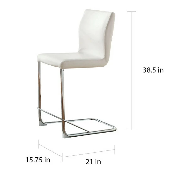 Promo 🤩 Furniture Of America Raji Contemporary Faux Leather Pub Chairs (Set Of 2) White 😍 - Image 3