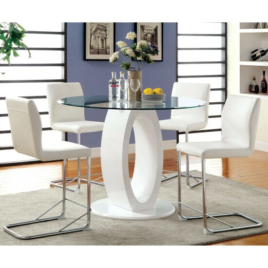 Promo 🤩 Furniture Of America Raji Contemporary Faux Leather Pub Chairs (Set Of 2) White 😍 - Image 4