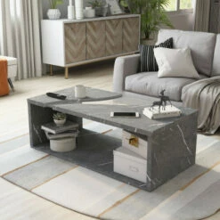Best Sale 😍 Furniture Of America Kobe Faux Marble And Glass Coffee Table White 🔥