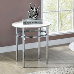Best deal 👍 Furniture Of America Zera Contemporary White And Chrome 22-inch Side Table ✨