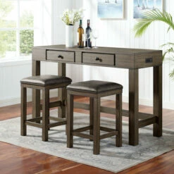 Promo 🔥 Furniture Of America Naht Rustic Brown 3-piece Counter Dining Set ✔️