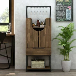 Cheap 🤩 Furniture Of America Marcus Contemporary Multi-storage Wine Cabinet Vintage Grey Oak 👍