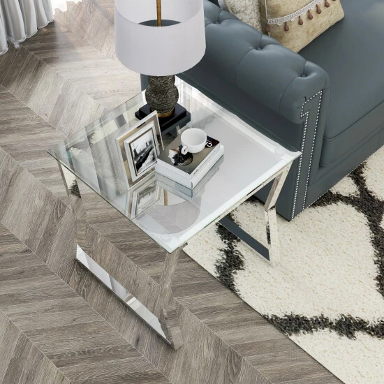 Discount ⌛ Furniture Of America Kiloran Contemporary Glass Top 24-inch Side Table Chrome 👍 - Image 3