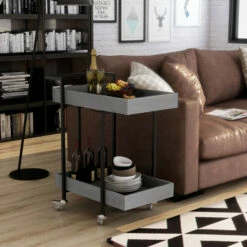 Best reviews of 😍 Furniture Of America Atos Industrial Antique Finish Serving Cart Antique Blue 💯