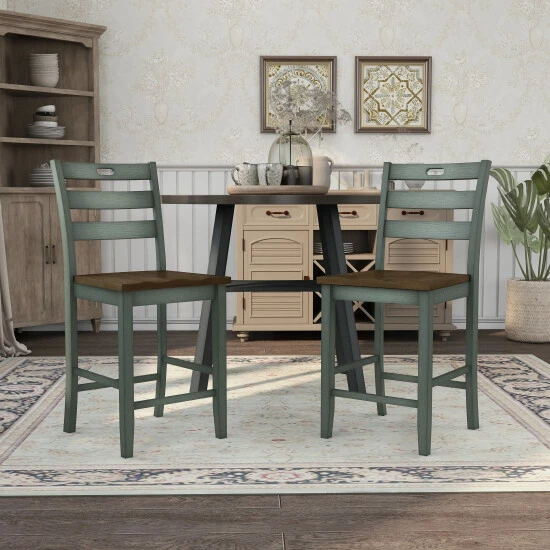 Brand new 🎁 Furniture Of America Jonah Ladder Back Counter Height Chairs, Set Of 2 Light Grey ⌛ - Image 3