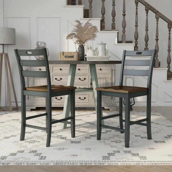 Brand new 🎁 Furniture Of America Jonah Ladder Back Counter Height Chairs, Set Of 2 Light Grey ⌛ - Image 4