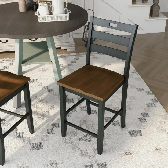 Brand new 🎁 Furniture Of America Jonah Ladder Back Counter Height Chairs, Set Of 2 Light Grey ⌛ - Image 7