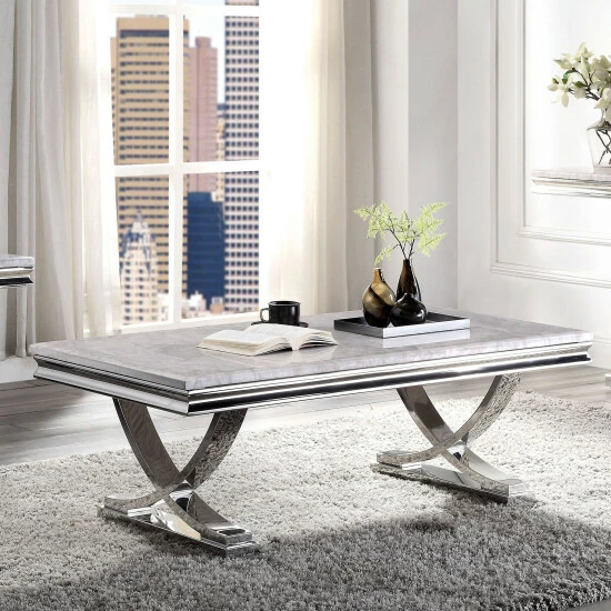Brand new ๐ Furniture Of America Verdiccio Glam Chrome 51-inch Coffee Table ๐