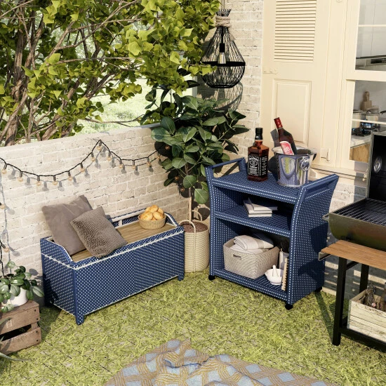 Brand new ❤️ Furniture Of America Courtnie Navy 2-piece Storage Bench And Serving Cart Set 🥰 - Image 3