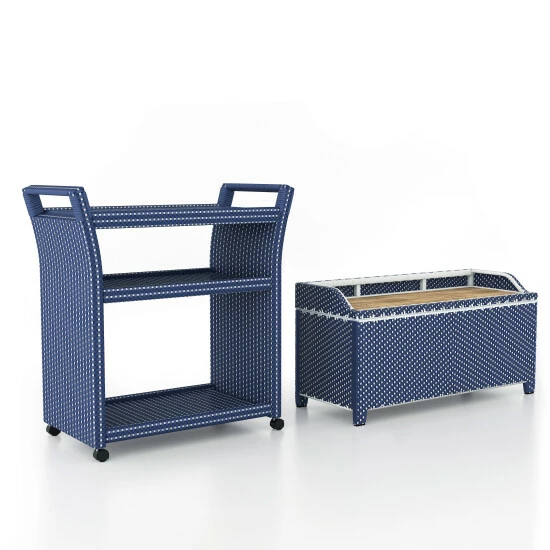 Brand new ❤️ Furniture Of America Courtnie Navy 2-piece Storage Bench And Serving Cart Set 🥰 - Image 4