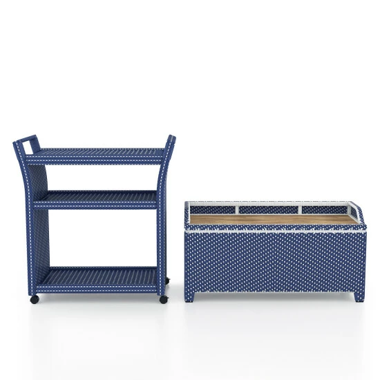 Brand new ❤️ Furniture Of America Courtnie Navy 2-piece Storage Bench And Serving Cart Set 🥰 - Image 5